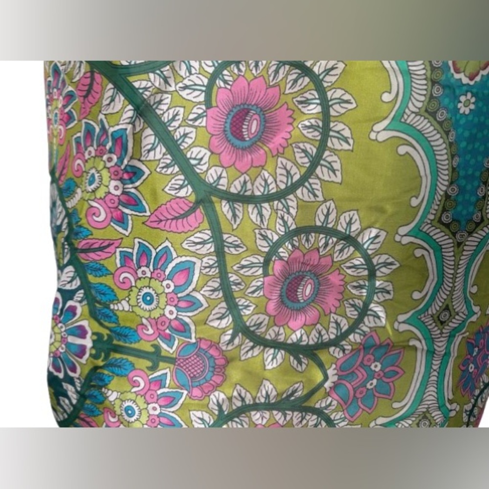 NWT 100% Silk Long Scarf Wrap Mandala Floral Boho Pink Aqua Blue Teal NEW - Picture 11 of 14